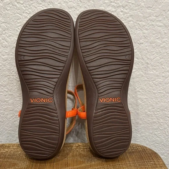 Vionic Rest Miami T Strap Sandals Size 6 Orange - Picture 8 of 8